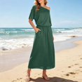 thumbnail image 4 of Iyufng Long Dresses for Women Fitted Waist Off-The-Shoulder Dress Slit Dress Summer Beach Long Dress, 4 of 4
