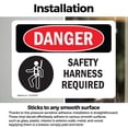 thumbnail image 3 of (2 Pack) Safety Harness Required OSHA Danger Sign 18 Inch X 12 Inch Vinyl Label Decal Sticker Weather Resistant, UV Protected for Workplace, Business, and Construction Site, Made in the, 3 of 7