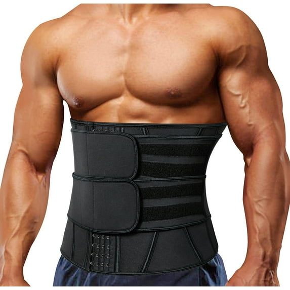 COMFREE Neoprene Sauna Waist Trainer Corset Sweat Belt for Men Weight Loss Body Shaper Compression Trimmer Workout Fitness Fat Burner Back Support