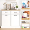 thumbnail image 4 of Double Tilt Out Wooden Free Standing Laundry Sorter, Hidden Trash Can Cabinet, Recycling Bin Kitchen Cabinet, 4 of 7