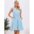thumbnail image 4 of DARING DIVA Women's Tiered A Line V Neck Fitted Waist Sleeveless Dresses XS Light Blue, 4 of 6