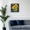thumbnail image 2 of Canvas Print Wall Art Sunflower Vintage Floral Bee Farmhouse Black Buffalo Plaid Framed Canvas Art Wall Decor Pictures Painting Morden Artwork for Living Room Bedroom, Ready to Hang, 24"x24", 2 of 4