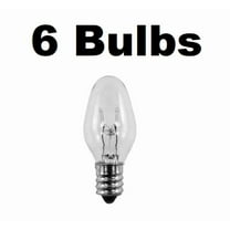 6 Night Light / Candle Lamp Bulbs -7 Watt, C7, Clear, Candelabra 7C7C