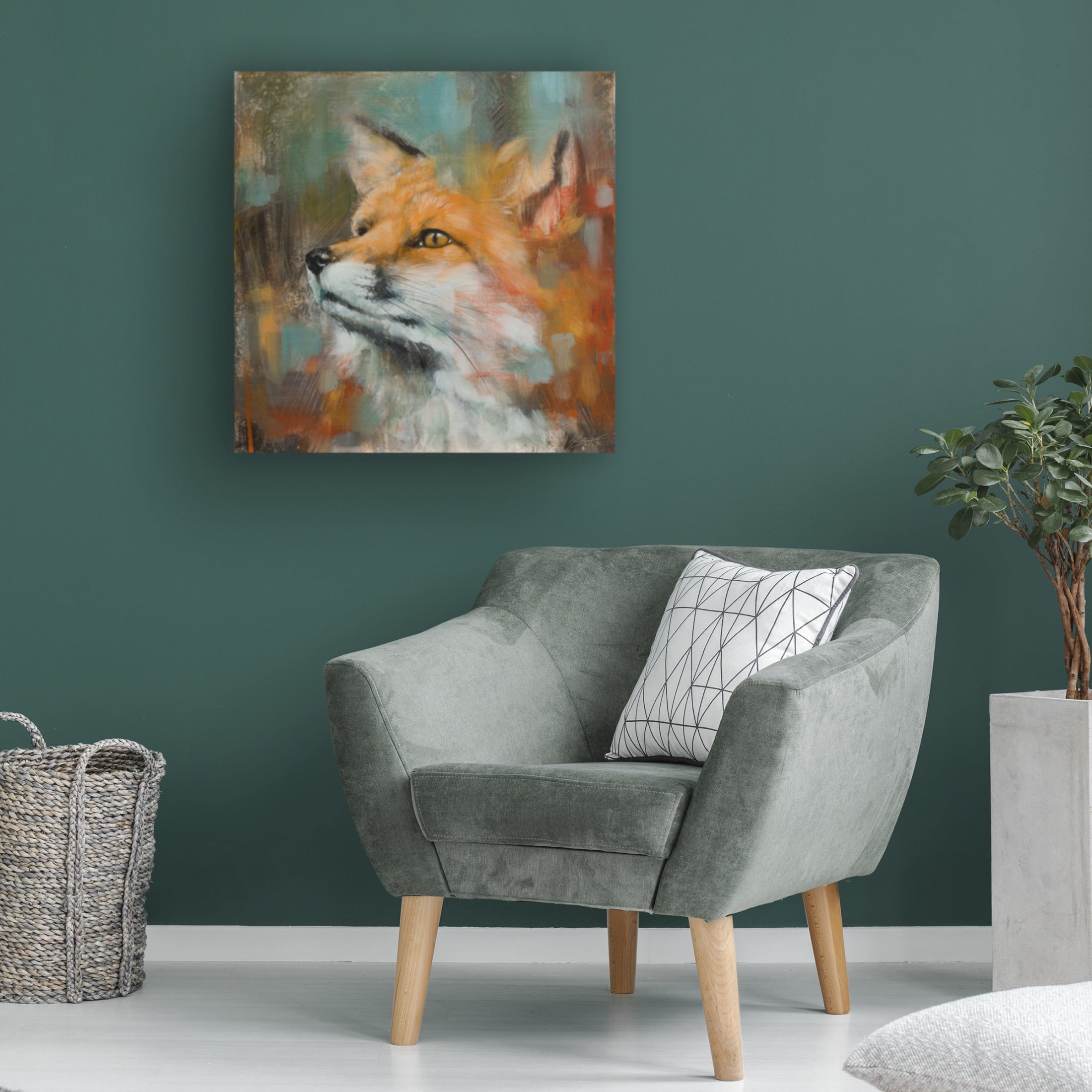 Canvas Wall Art - John Silver 'Fox' Wall Art for Living Room, Bedroom, or Office Décor by Trademark Fine Art - 14 x 14 Inches