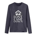 thumbnail image 3 of Women Multiple Color Casual Easy Nice Round Collar Printing Long Sleeve Cotton pull frame Top(Gray,M), 3 of 4