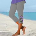 thumbnail image 5 of Jxximdong Leggings for Women Women's Fashion Casual Floral Print High Waist Elastic Capri Pants Leggings Gray S Yoga Pants, 5 of 7