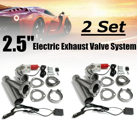 2 Set 2.5 inch Car Exhaust Valve System Electric Exhaust Valve Catback Downpipe System Remote Cutout E-cut Out Universal Car Vehicle Auto SUV Truck Increase Power Boost (Best Truck Exhaust System)