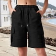 thumbnail image 2 of Gtoiithly Women's High Waist Cargo Shorts, Straight Leg Loose Fit Workwear Shorts with Pockets, Breathable Lightweight Casual Summer Leisure Pants l1-Black XXL, 2 of 4
