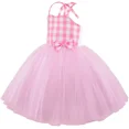 thumbnail image 5 of Disfraz de película Barbi para niñas, vestido de tul con tutú de princesa a cuadros rosa para niñas pequeñas, ropa de fiesta de cumpleaños y Halloween, 5 of 5
