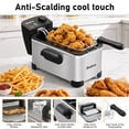 thumbnail image 5 of Bluebow Electric Deep Fryer with Basket, 3.2QT/3L Oil Capacity for Home Use, 1700W Immersion Fryer, Adjustable Temperature, Lid with Easy-viewing Window, Stainless Steel, 5 of 9