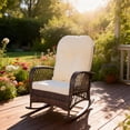 thumbnail image 2 of Outdoor Patio Rattan Rocking Chair ,All-Weather Wicker Rocking Chair for Porch,with Thick Cushions, Wide Seat, , Balcony & Backyard Patio Furniture,Beige, 2 of 10