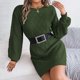 thumbnail image 4 of mfyjkho Vestidos de fiesta para mujer, Vestido tipo suéter de cuello redondo y manga larga liso para mujer Vestidos largos para mujer s, 4 of 8