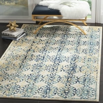 SAFAVIEH Evoke Anselmo Bordered Area Rug, Ivory/Blue, 5'3" x 7'6"