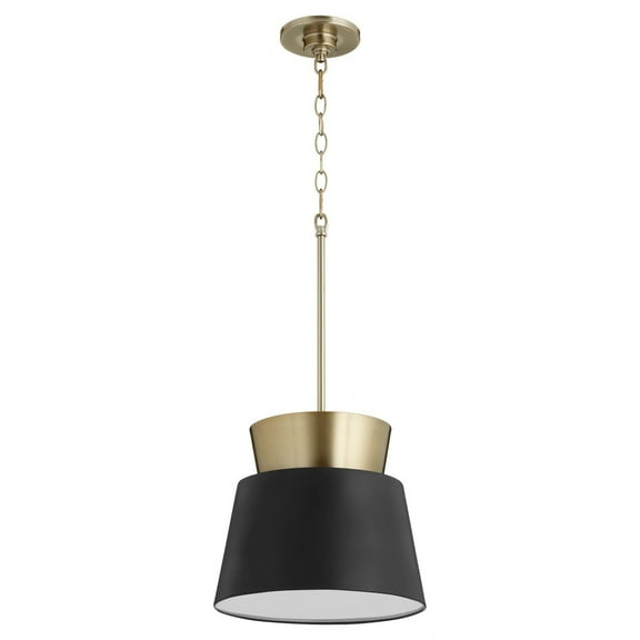 8006-6980 Quorum Lighting Trapezoids - 1 Light Pendant in Soft Contemporary style - 12 inches wide by 11.5 inches high-Black Finish -Traditional