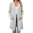 thumbnail image 2 of Cárdigan de Punto Suave y Ligero para Mujer, de Otoño, con Mangas Largas, Abierto y Bolsillos. Gris L, 2 of 10