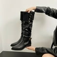 thumbnail image 5 of Dasayo Knee-High Woman Boots Black Slouchy Wide Calf Low Heel Faux Leather Buckle Shoes Shoes for Women 36, 5 of 5