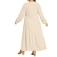 thumbnail image 6 of ZANZEA Women V-Neck Long Sleeve Flare Swing Holiday Party Kaftan Loose Maxi Long Dress Plus, 6 of 13