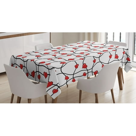 - Valentines Tablecloth, Geometric Themed Illustration with Lines and Hearts Romantic Valentines Day, Rectangular Table Cover for Dining Room Kitchen, 60 X 84 Inches, Red Black White, by Ambesonne