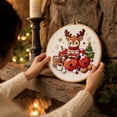 thumbnail image 5 of Christmas Cross Stitch Kit Cute Reindeer in Sweater Embroidery Pattern Round Hoop, 9.5 Inch Pre-Printed Canvas DIY Holiday Wall Decor for Adults, 5 of 5