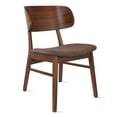 thumbnail image 3 of Modern Farmhouse Walnut Wood Finished Dining Chairs with Elbow Back, Upholstered Fabric Cushion Seat, Set of 2, 3 of 10