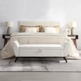 thumbnail image 2 of Dtwnek Upholstered Storage Bench with Wood Legs, 60'' Storage Ottoman for Living Room, Bedroom, Cream White, 2 of 9