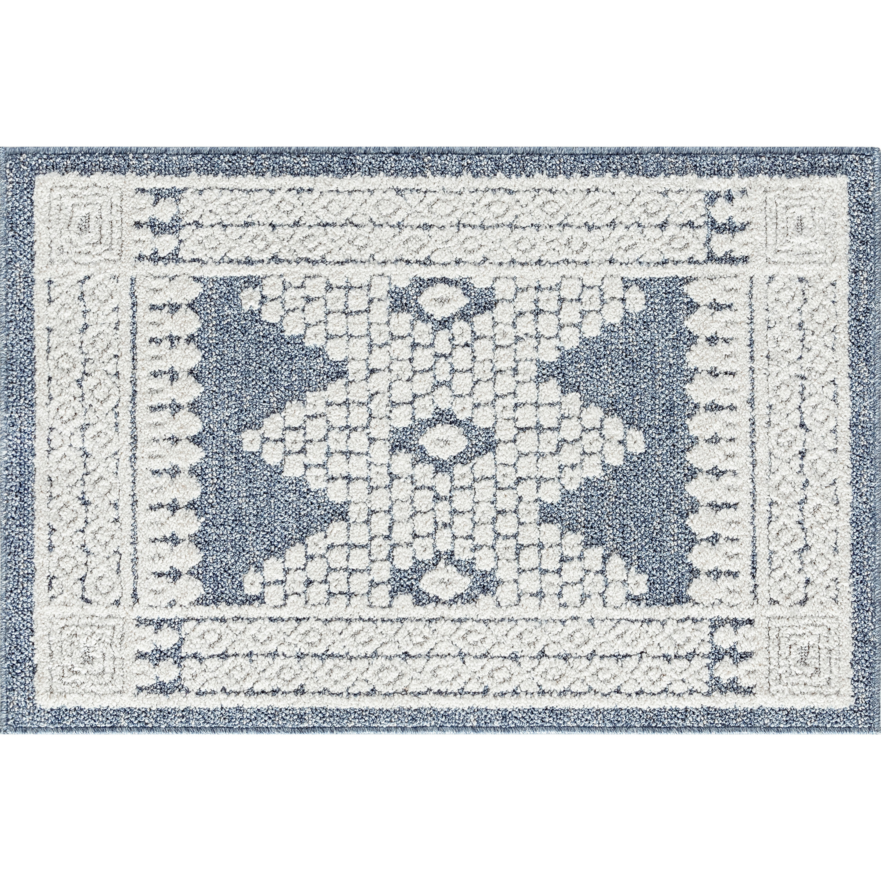 Transitional 2x3 Area Rug (2' x 3') Moroccan Blue, Cream Indoor Scatter Easy to Clean