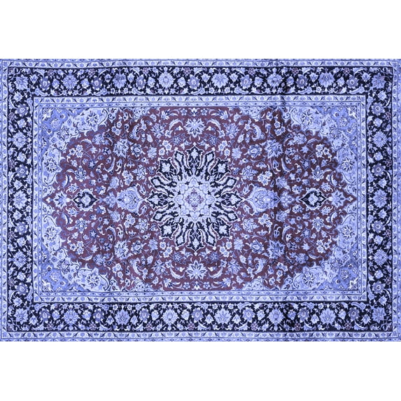 Ahgly Company Machine Washable Indoor Rectangle Medallion Blue Traditional Area Rugs, 4' x 6'