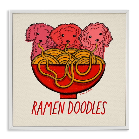 Stupell Industries Contemporary Funny Ramen Doodles White Framed Giclee Art, 12 x 12, by Carrie Cantwell
