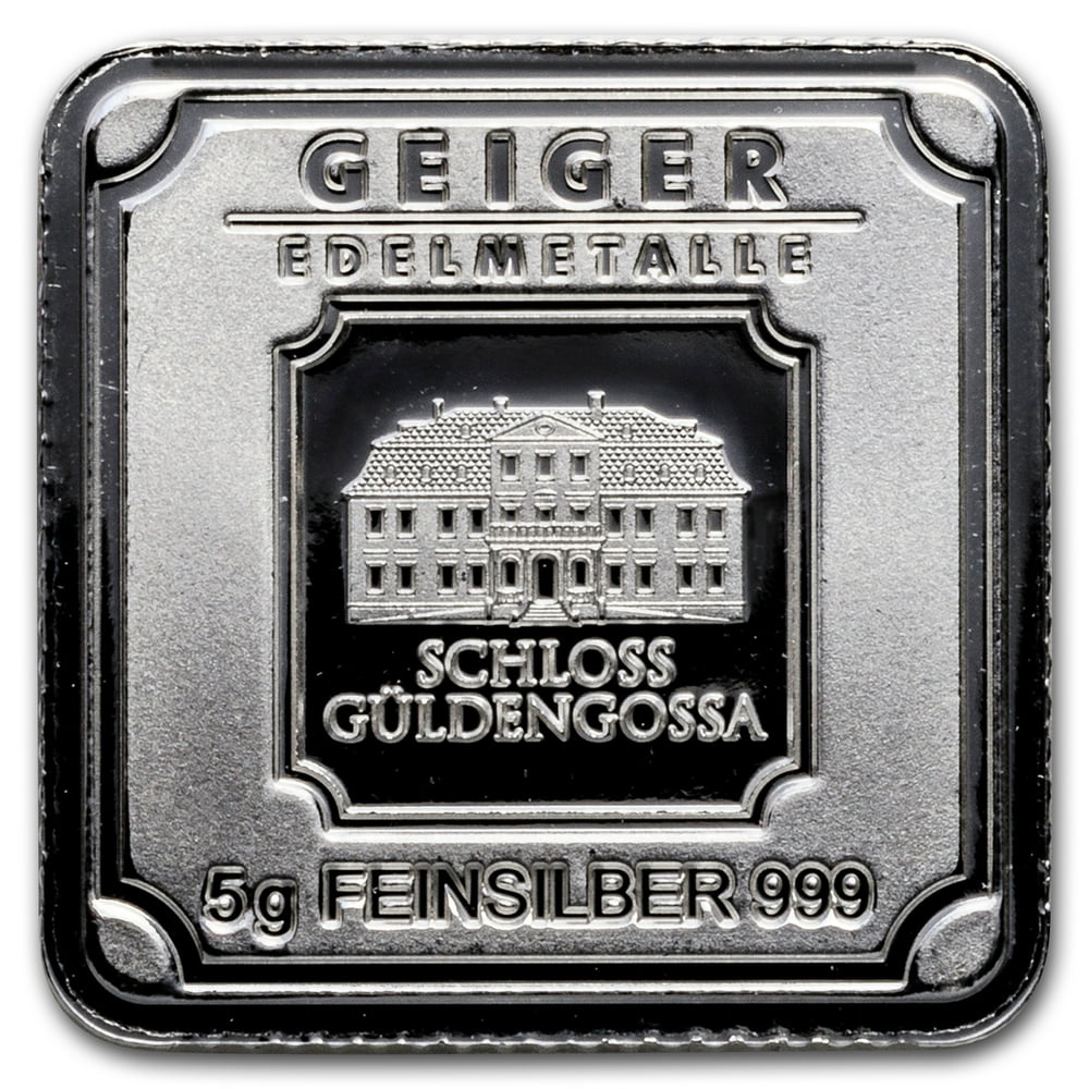 Geiger 5 gram Silver Bar Geiger Edelmetalle (Original Square Series
