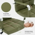 thumbnail image 5 of PU Leather Office Chair with Arms, Adjustable Height, Swivel Rolling Desk Chair, Mid-Back Upholstered Modern Chair for Home, Study, or Vanity, Olive Green, 5 of 8