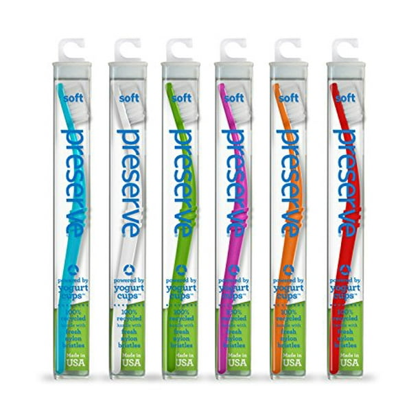 Preserve Soft Toothbrushes with Travel Cases, 6 Count