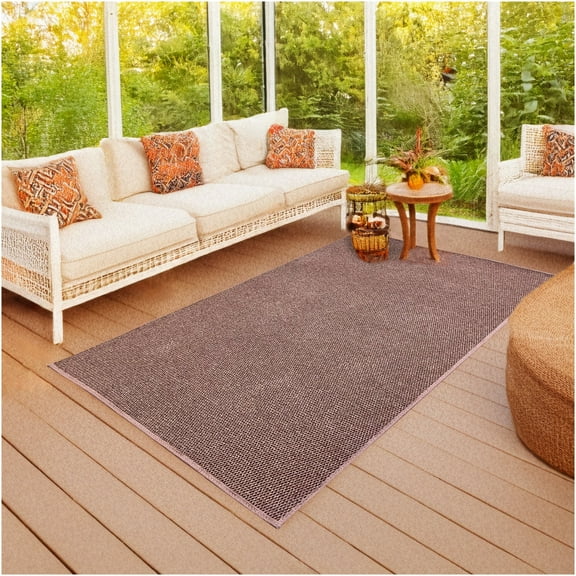 Koeckritz Rugs 2'x3' Soft Indoor/Outdoor Espresso Bound Area Rug Lightweight, Easy to Clean & Move