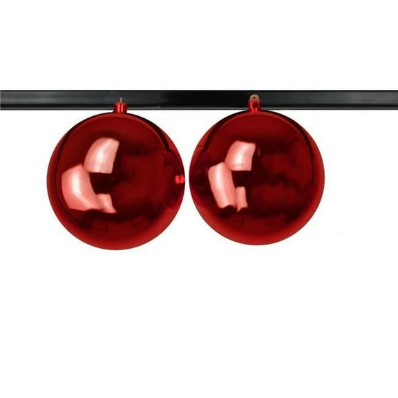 Queens of Christmas ORN-BLKS-200-RE-2PK 8 in. Shiny Ball Ornament with Wire & UV Coating, Red - Pack of 2