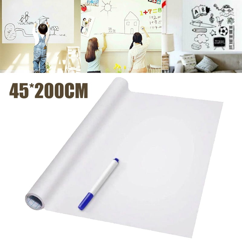 PVC Back Sticky White Board Stiker Roll Up Reusable Message 200cm x Board 4 C5A2 
