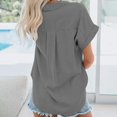 thumbnail image 4 of Shirts Womens Short Sleeve V Neck Collared Button Down Tops With Pockets Collar Shirt For Women Blouse, 4 of 5