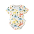 thumbnail image 2 of YHAJDS Unisex Baby Long Sleeve Romper Print Triangle Bodysuit Short Sleeve Infant Outfit, 2 of 5