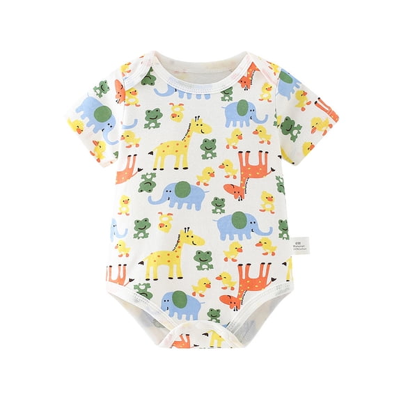 OVAFBAU Baby Girls Bodysuits Newborn Infant Outfits Short Sleeve Graphic Bodysuit Romper Summer Sleepwear