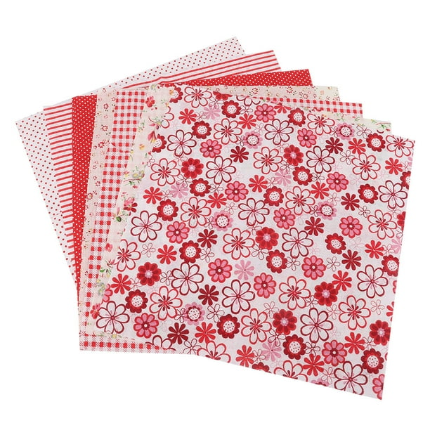 piezas de tela de algodón, flor cuadrada precortada, tela de retales DIY, serie de flores rojas (50*50 cm)