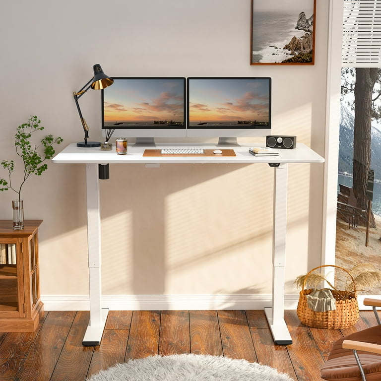 FlexiSpot E7 55W Height-Adjustable Standing Desk, Bamboo/Black