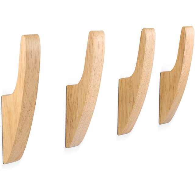 4 ganchos y ganchos, colgadores de pared de madera, colgadores de pared de madera multifuncionales vintage, ganchos de baño, ganchos de pasillo para sala de estar y dormitorio JM
