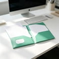 thumbnail image 4 of Two Pocket Folders Plastic Document Organizer Folder with Flap Double Pocket Presentation Folders Mint Green, 4 of 6