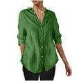 thumbnail image 1 of Timegard 3/4 Length Sleeve Tops for Women Button down Shirts Lightweight Solid Color Casual Work Blouse, 1 of 8