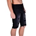 thumbnail image 1 of Smoke Rise Mens Basic Slim Skinny Rip Off Shorts Washed Black W42, 1 of 3