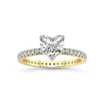 2 Carat IGI Certified Heart Shape Lab Grown Diamond Engagement Ring | 14K Yellow Gold | Claire Full Eternity Lab Diamond Ring | FG-VS1-VS2 Quality Friendly Diamonds