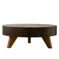 thumbnail image 7 of Hassch 35.4" Round Coffee Table, Retro Low Center Table for Living Room Home Office, Brown, 7 of 7