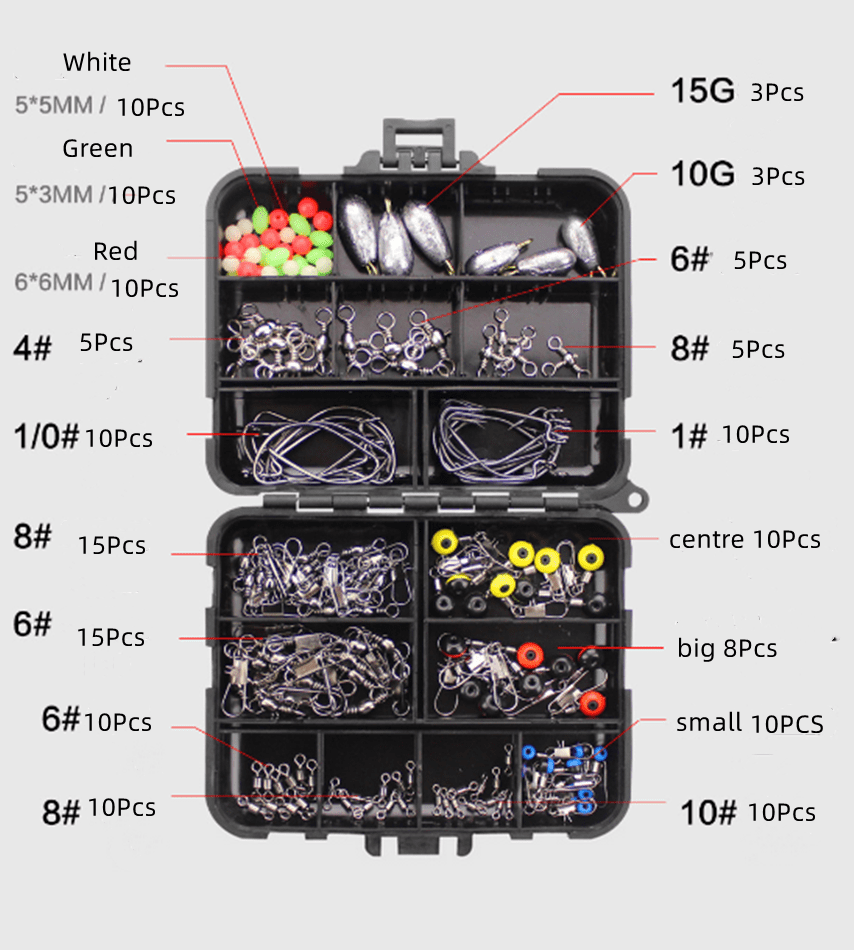 160 PCS Set Fishing Tackle Box Full Loaded Accessories Hooks Lures Baits Worms