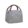 thumbnail image 6 of Striped Insulated Lunch Bag, Large Capacity Thermal Lunch Tote 9.06x7.09in, Reusable Cooler Bag for Work School Picnic (Black), 6 of 6