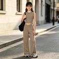 thumbnail image 2 of Bobifish Teen Girls Outfit Sets Stripe Print Tank Top Wide Leg Pants Two Piece Summer Outfit For Girls, 2 of 9
