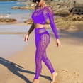 thumbnail image 5 of JSGEK Women Halter Neck Fishnet Crop Top and Pants Set Sheer Fabric 2 Piece Lingerie for Beach or Poolside Purple Free Size, 5 of 5