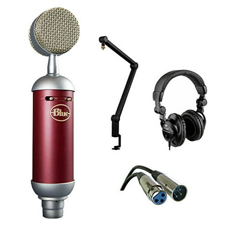 Blue Spark SL Large-Diaphragm Studio Condenser Microphone with Blue Compass Tube-Style Broadcast Boom Arm, HPC-A30 Studio Monitor Headphone and XLR-XLR